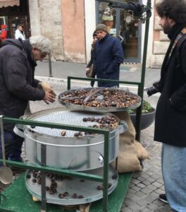 Perugia streets offer chestnuts for sale during the season