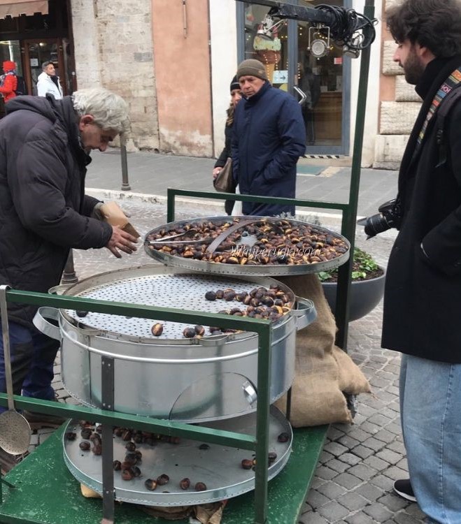 Perugia streets offer chestnuts for sale during the season